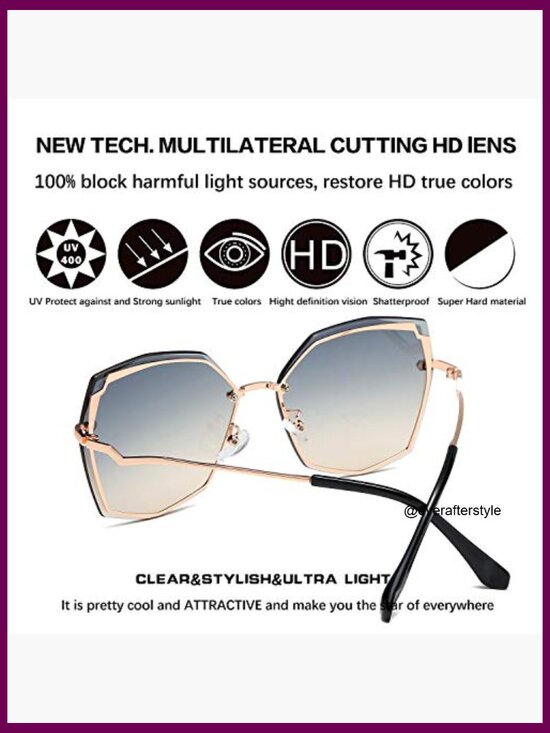 Metal Frame Hexagonal Sunglasses UV400 Protection Oversized Lens main image 5